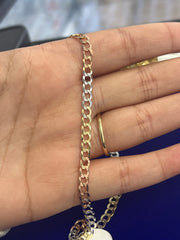 14k Tri colored gold cuban style diamond cut necklace 24” 14.8g