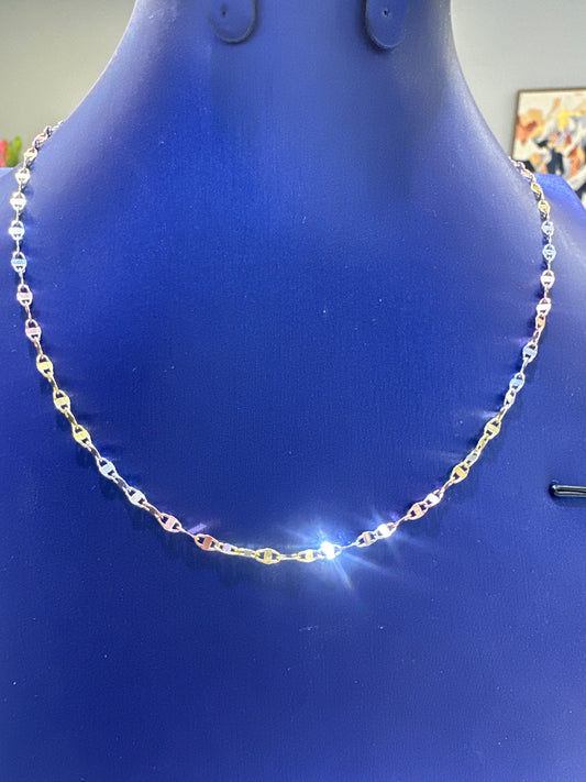 14k tri-colored necklace gucci mirror chocker style 18”