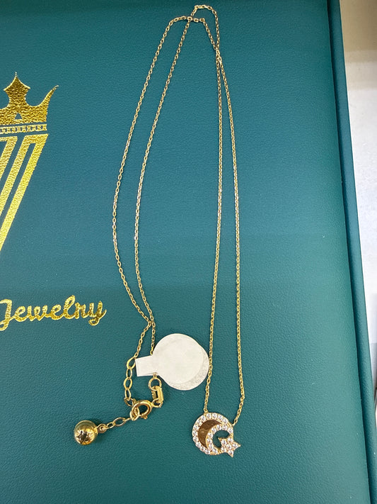 14k necklace choker mon and star Luna y Estrella