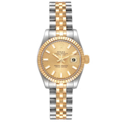 Rolex Datejust 26mm 18k Yellow Gold & Stainless Steel Champagne Dial Jubilee Watch 179173