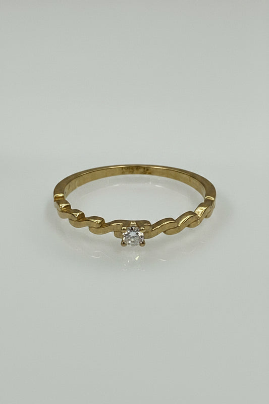 10k Ring solitary stone threaded design