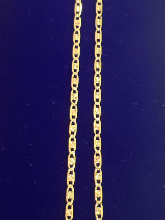 Tri-colored 14k valentino necklace 24” 3g 2mm