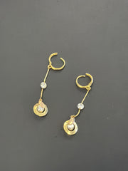 14k dangling earrings with circles