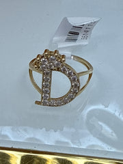 14k Ring big letter D with crown