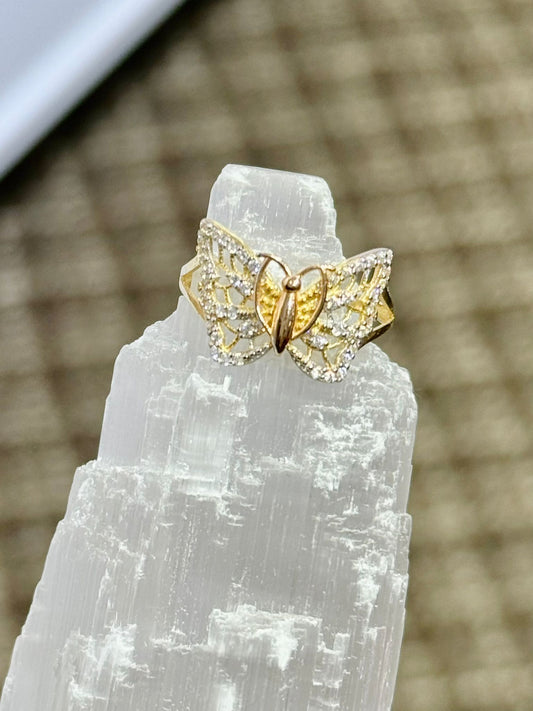14k Butterfly stone ring