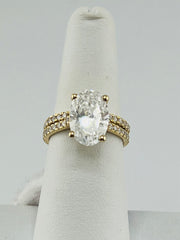 14k 4.55CT lab diamond oval stone yellow gold ladies ring engagement IGI certified with band