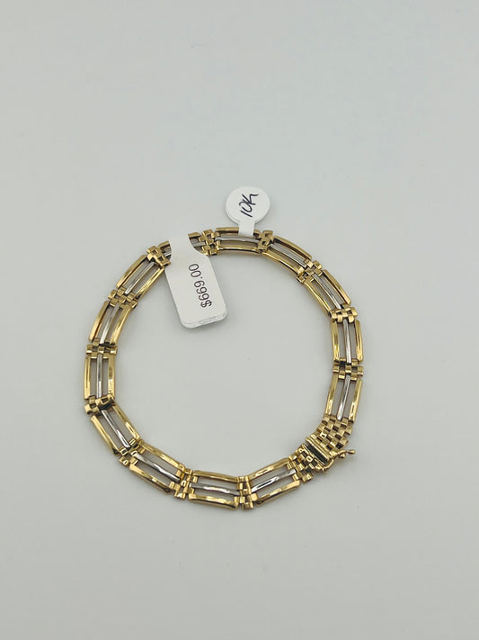 10k bracelet 2 tones gold white and yellow gold