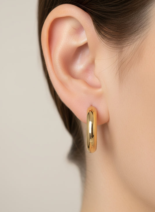 14k Small hoop earring huggies solid gold