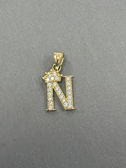 14k letter N pendant with Cz’s stones