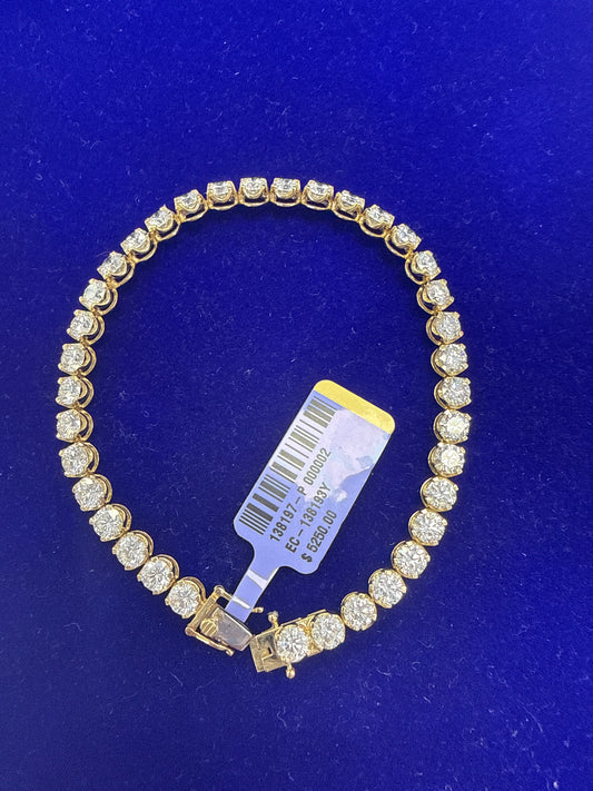 14k Bracelet yellow gold 9.00ct diamond bangle tennis with certificate