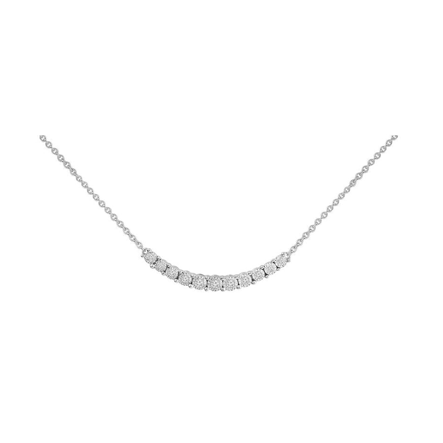 LADIES NECKLACE 0.10CT ROUND DIAMOND 10K WHITE GOLD