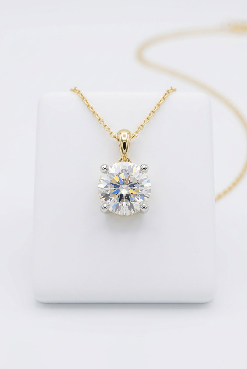 14k Necklace with 2.00 ct round diamond pendant