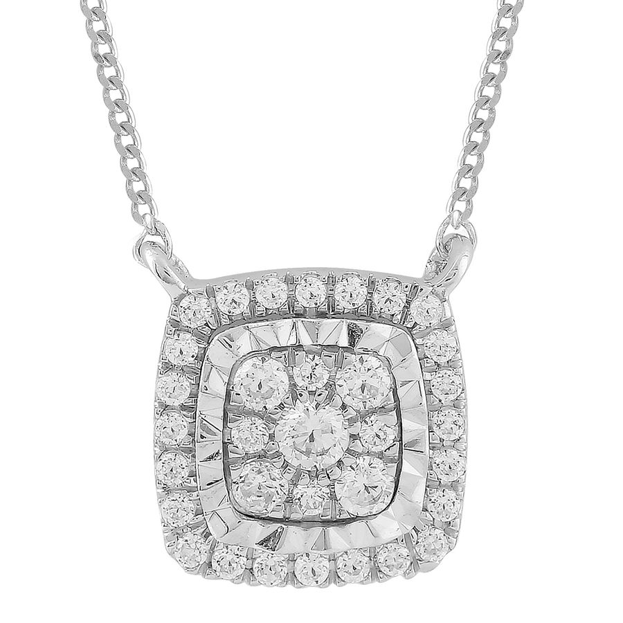 LADIES NECKLACE 0.20CT ROUND DIAMOND 10K WHITE GOLD