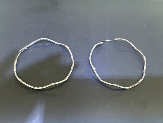 14k Earring big hoop white gold star shape