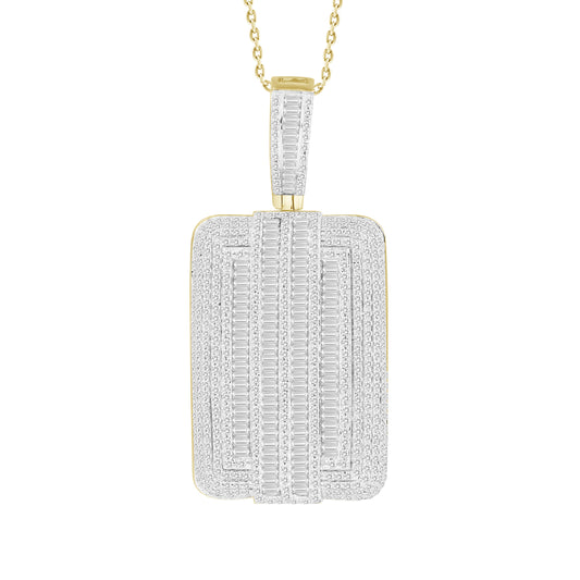 MEN'S PENDANT 2.50CT ROUND/BAGUETTE DIAMOND 10K YELLOW GOLD