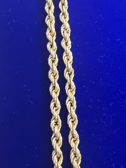 14k yellow gold rope necklace chain 22” 3.8mm 12.83g