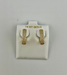 14k ladies earring hoop with stones