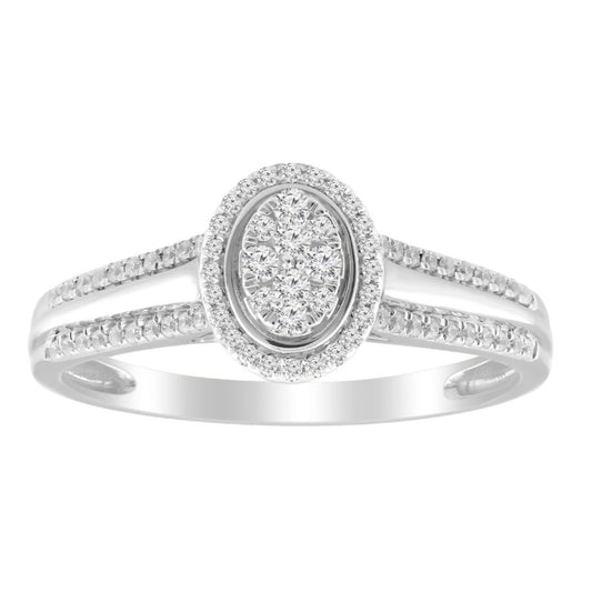 LADIES RING 0.25CT ROUND DIAMOND 10K WHITE GOLD