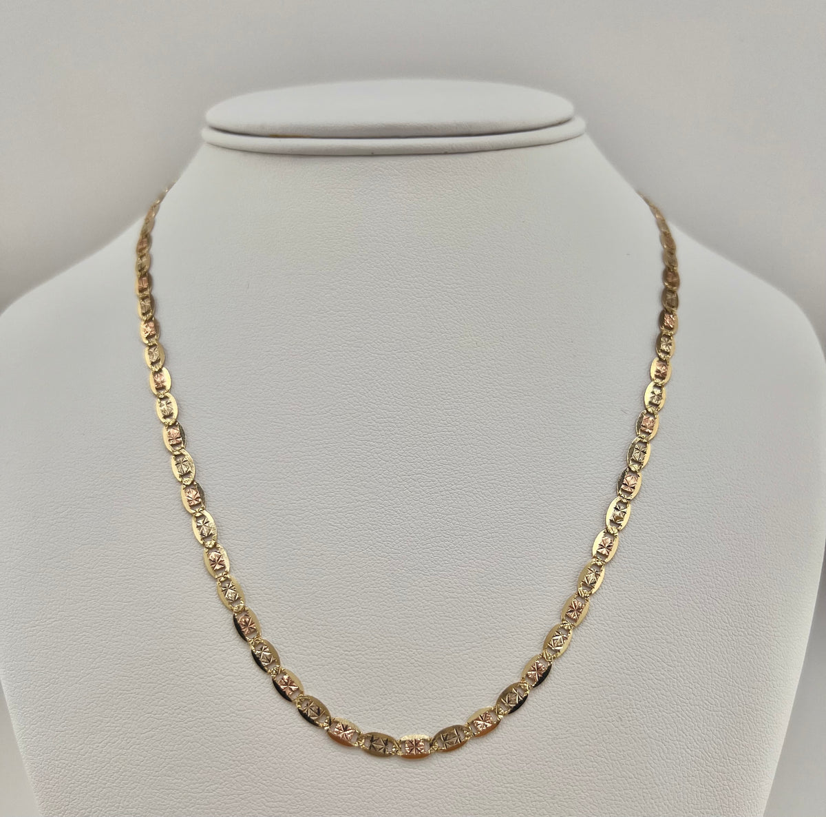 14k necklace tri-colored valentino 18”