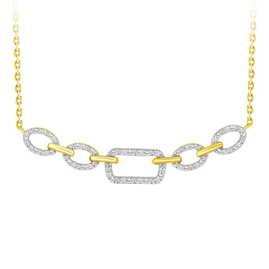 LADIES NECKLACE 0.15CT ROUND DIAMOND 10K YELLOW GOLD