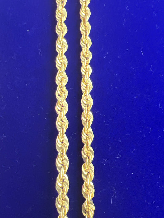 14k yellow gold rope necklace chain 22” 3.8mm 6.66g