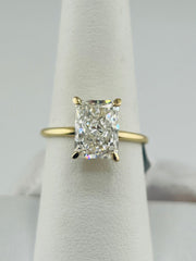 14k ring ladies gold lab diamond 3.13ct radiant cut with certificate