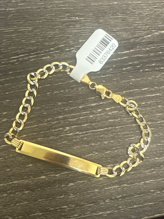 14k bracelet cuban link ID plain