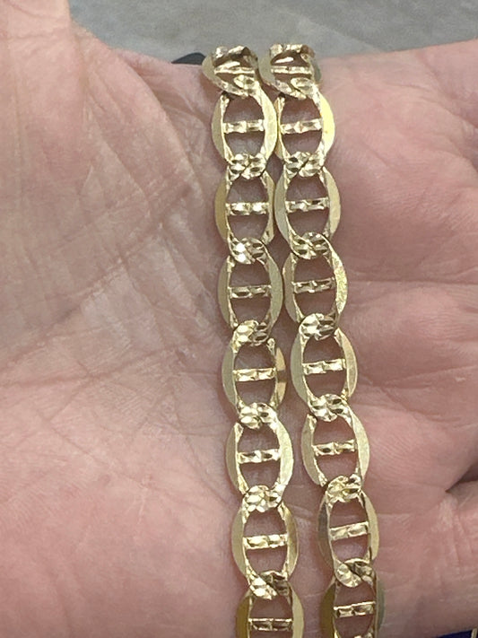 14k Necklace gucci style diamond cut 24”