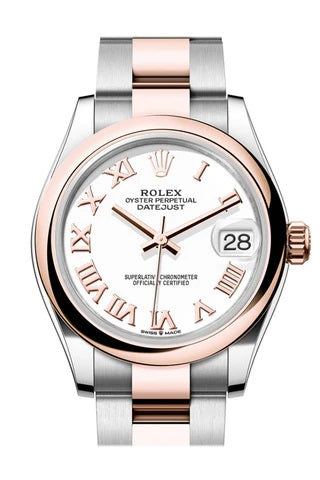 Rolex Datejust 31mm 18k Rose Gold & Stainless Steel White Roman Dial Oyster Watch 178241