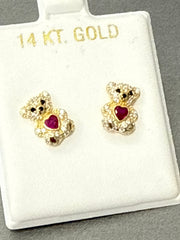 14k Earrings teddy bear