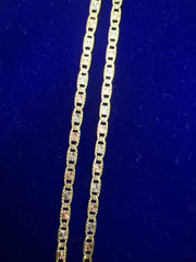 14k necklace 3 color valentino style 18” 3.4mm