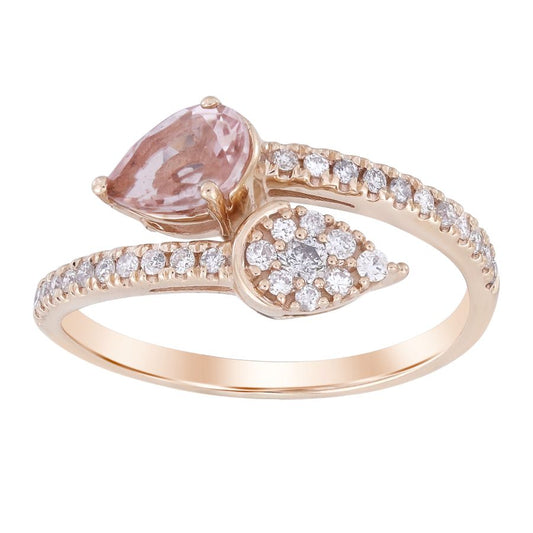 LADIES RING 0.90CT ROUND/PEAR DIAMOND 14K ROSE GOLD (SI QUALITY)