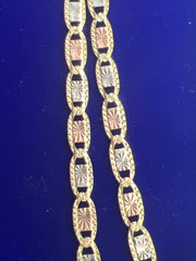 Tri-colored 14k valentino necklace 24” 12.7g 3.5 mm