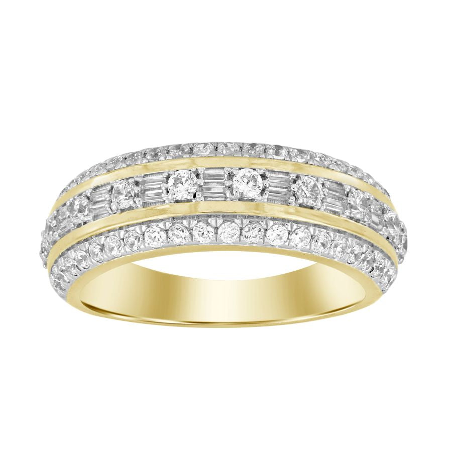 MEN'S BAND 1.00CT ROUND/BAGUETTE DIAMOND 10K YELLOW GOLD