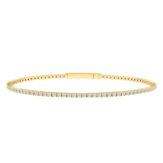 LADIES FLEXIBLE BANGLE 3.00CT ROUND DIAMOND 14K YELLOW GOLD