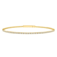 LADIES FLEXIBLE BANGLE 3.00CT ROUND DIAMOND 14K YELLOW GOLD