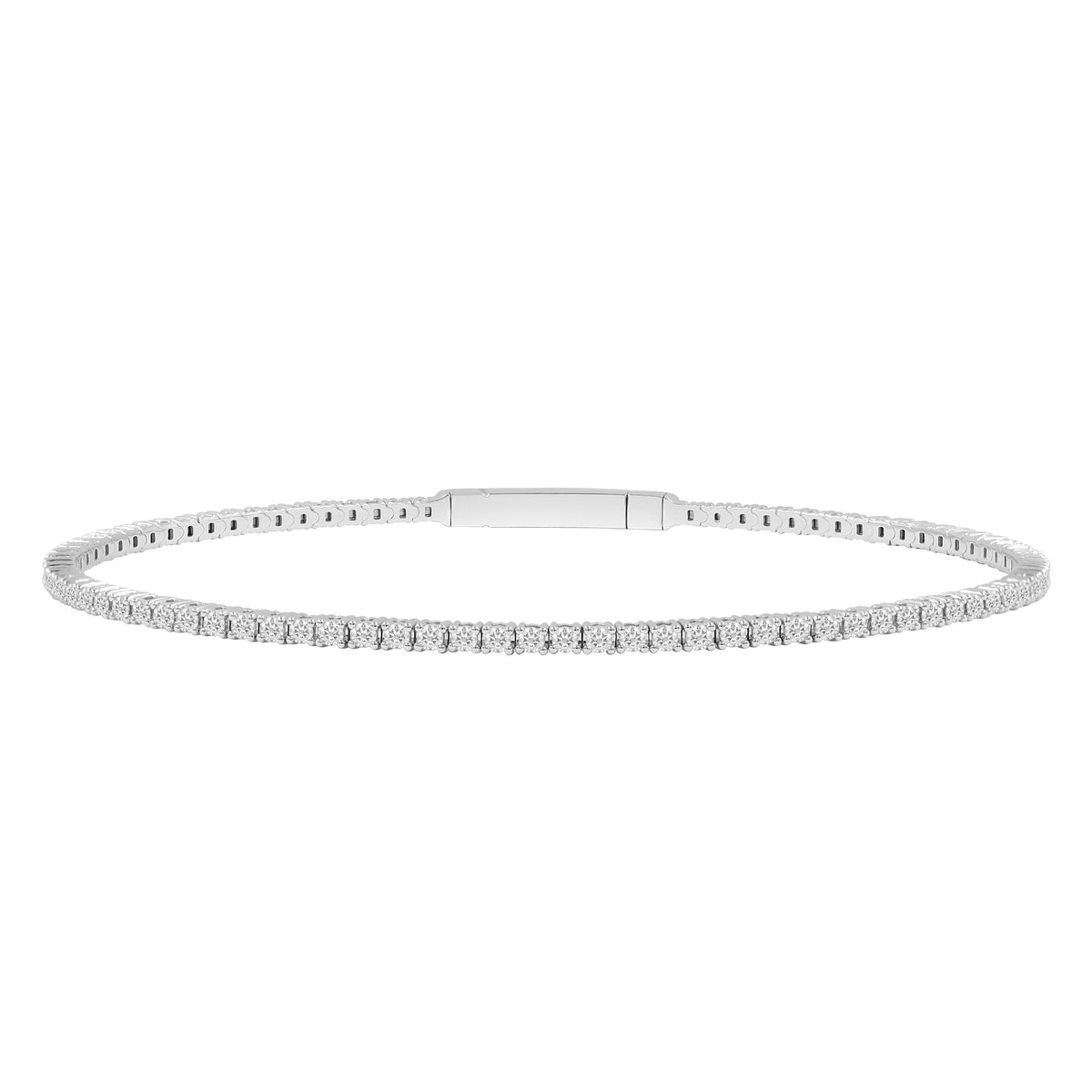 LADIES FULL FLEXIBLE BANGLE 2.00CT ROUND DIAMOND 14K WHITE GOLD