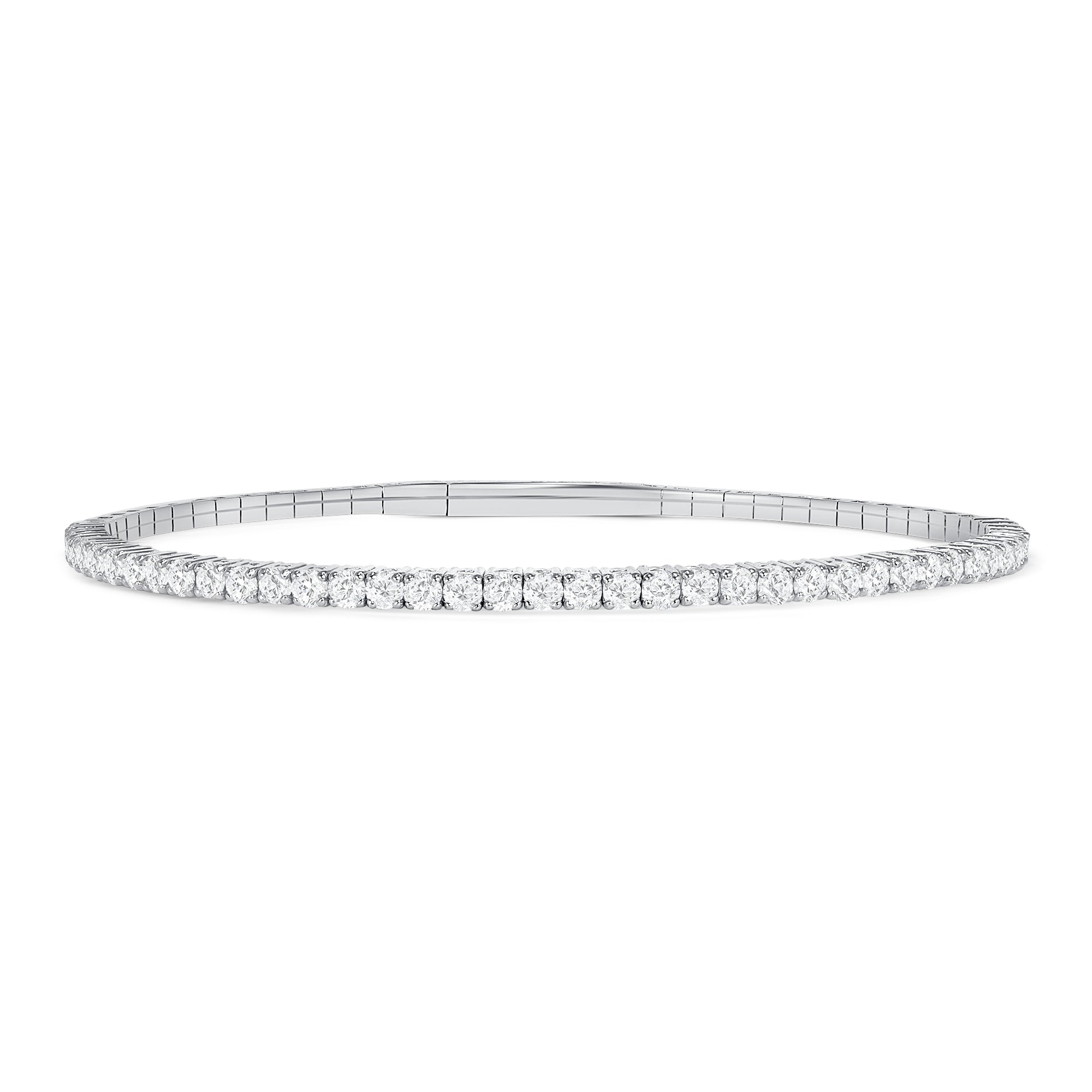 LADIES HALF FLEXIBLE BANGLE 1.00CT ROUND DIAMOND 14K WHITE GOLD