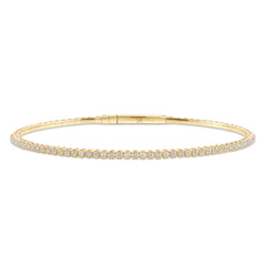 LADIES SEMI MOUNT HALF FLEXIBLE BANGLE 1.00CT ROUND DIAMOND 14K YELLOW GOLD