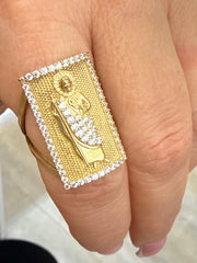 10k ring san Judas 5.75g white stones