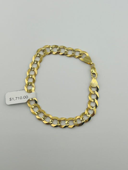 14k cuban plain bracelet 8” 9mm