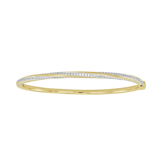 LADIES BANGLE 1.00CT ROUND DIAMOND 14K WHITE GOLD