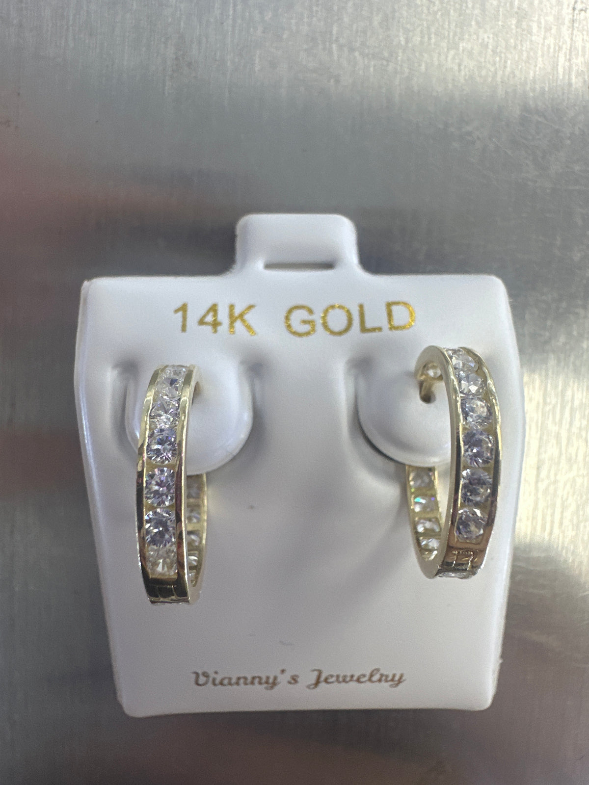 14k hoop earrings with stones cz