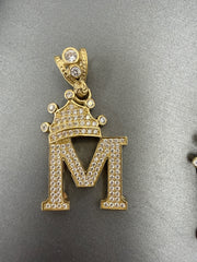 14k letter K pendant with crown on Cz’s stones