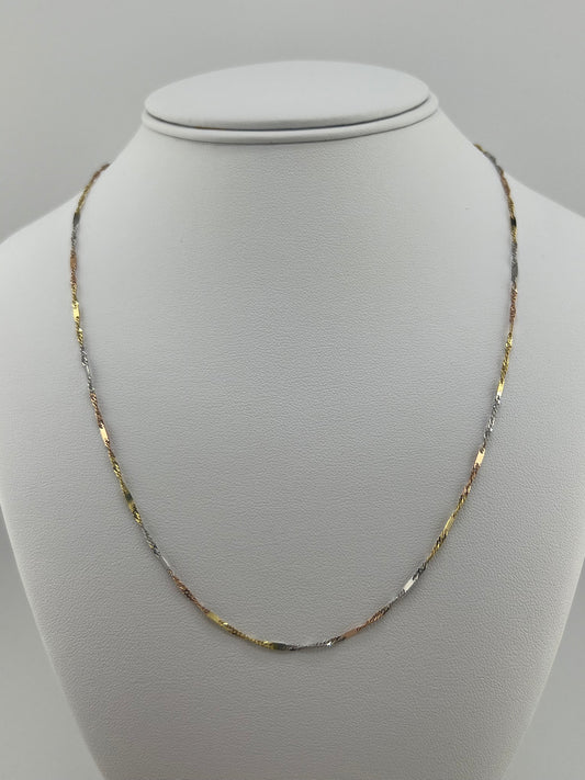 14k 3 color rope necklace 20”