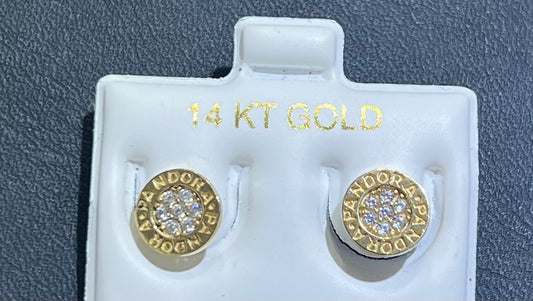 Earring round stones 14k