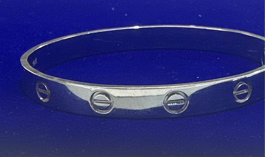 14k white gold solid bangle