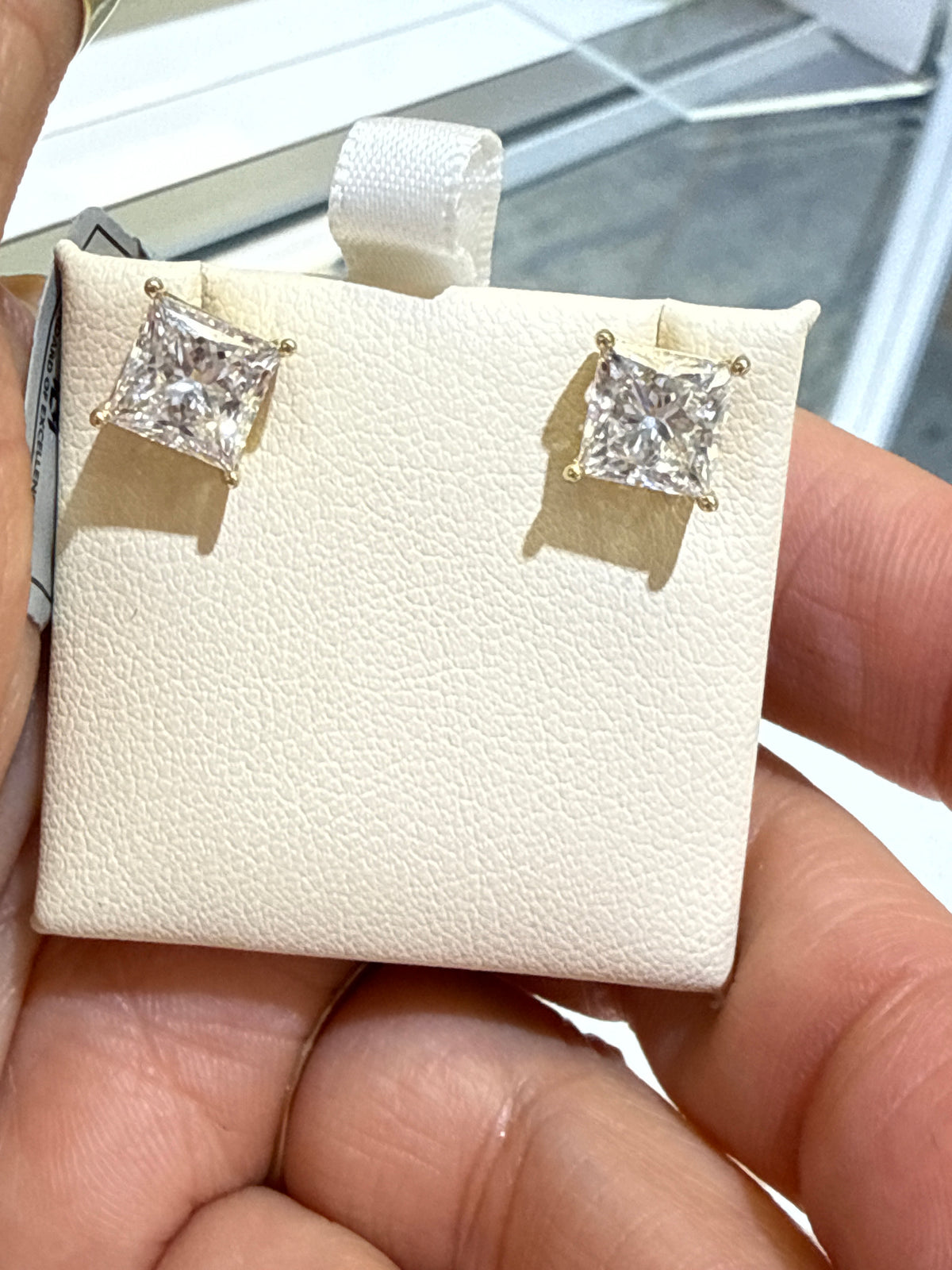 14k diamond square earrings 4.00ct lab