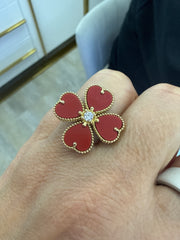 14k Ring green flower stones