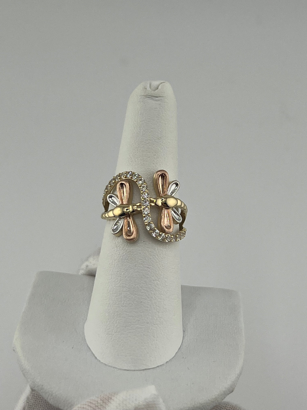 14k ring tri-color butterflies
